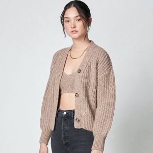 NWT BILLIE THE LABEL ALPACA BROWN WOOL CARDIGAN (SIZE SMALL)  ORIG 250